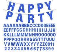 Lot de 107 bannières personnalisées avec lettres et chiffres - Décoration personnalisée - Pour anniversaire, Noël, carnaval, fête (bleu)