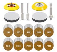 Lot de 107 disques abrasifs dorés de 7,6 cm, ponceuse à crochet et boucle pour perceuse à ponçage, kit de polissage pour accessoires Dremel, outils rotatifs, grain 40-800 pour le travail du bois