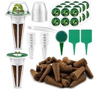 Lot de 108 accessoires hydroponiques - Éponges de culture - Manchons de démarrage de graines - 24 paniers de plantation - 24 couvercles - 24 éponges - Avec outil de sciage et pince à épiler - Pour
