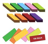 Lot de 108 étiquettes magnétiques inscriptibles - 75 x 25 mm - Bandes magnétiques colorées - Pour tableaux blancs, réfrigérateurs, tableaux magnétiques