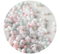 Lot de 108 perles de rocaille en verre en forme d'arachide 3 x 6 mm - Perles d'espacement dégradées pour loisirs créatifs - Rose et vert