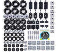 Lot de 108 pièces de rechange techniques, roues, pneus, kit de jantes et d'essieux, compatibles avec les kits techniques, kit de roues - Idéal pour les projets de construction et les constructions de