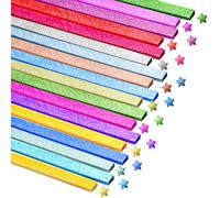 Lot de 1080 Bandes de Papier Origami à Paillettes - 18 Couleurs - Étoiles Porte-Bonheur - Pour Bricolage et Décoration