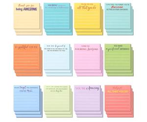 Lot de 1080 notes adhésives de motivation - 7,6 cm - Lignées - Notes positives - Pour bureau, équipe, employé, enseignant, élèves - Pour l'organisation de reconnaissance