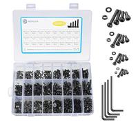 Lot de 1080 vis M2/M3/M4/M5 à six pans creux, écrous et rondelles avec clé à molette, vis à tête bombée métriques, vis à tête cylindrique, vis à tête hexagonale pour machines à fileter