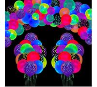 Lot De 109 Ballons Fluorescents En Latex Phosphorescents À La Lumière Noire À Pois-Couleurs Assorties-Fournitures De Fête Fl[RD90]