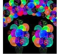 Lot De 109 Ballons Néon Uv-Ballons Phosphorescents Phosphorescents Dans Le Noir Étoiles Réactives À La Lumière Noire Accesso[CA104]