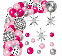 Lot de 109 décorations de fête disco occidentale pour femme, rose vif, rose, rouge, argent, cowgirl, 4D sur le thème du dernier rodéo, fournitures de vie de jeune fille des années 80 et 90
