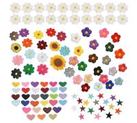 Lot de 109 Écussons Thermocollants à Coudre - 18 Écussons + 22 Fleurs + 31 Cœurs + 18 Fleurs Mélangées + 20 Petites Marguerites