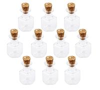 Lot de 10pcs Mini Flacon Souhaitant Bouteille en Verre avec Bouchon de Liège Forme Carrée