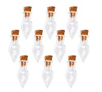 Lot de 10pcs Mini Flacon Souhaitant Bouteille en Verre avec Bouchon de Liège Forme de Goutte d'Eau