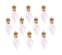 Lot de 10pcs Mini Flacon Souhaitant Bouteille en Verre Pendentif avec Bouchon de Liège Goutte-forme Transparent
