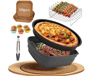 Lot de 11 accessoires Airfryer pour Cosori Turbo Tower Pro, Cosori Turboblaze, Philips Airfryer XXL 7,2L-7,3L, XL 6,2L, Ninja, Tefal, sans BPA, accessoires de friteuse à air chaud, avec papier