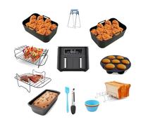 Lot de 11 accessoires pour friteuse à air comprimé Ninja Foodi Dual, AF300UK 7,6 L, AF400UK 9,5 L, SL400UK, Tower T17088 9L, lot de 11 avec doublures en silicone pour friteuse à air, grille de