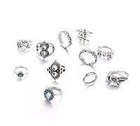Lot de 11 bagues Midi Bohème avec décorations en cristal de lotus éléphant femmes vintage Punk an
