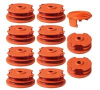 Lot de 11 bobines de rechange WA0007 50022833 pour débroussailleuse électrique avec alimentation automatique Worx WG116 WG118 WG119 WG124 WG183 (10 bobines, 1 capuchon)