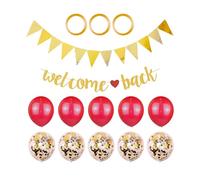 Lot de 11 couronnes de bienvenue, décorations de retour, bannières, ballons en latex, kit de décoration de rentrée scolaire, décorations de réunion à la maison, décorations de fête