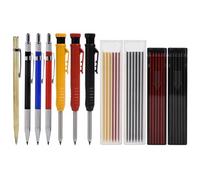 Lot de 11 crayons de charpentier, traceur mécanique et marqueur de trou profond avec 42 recharges - Outils de construction robustes pour les constructeurs, les architectes et le travail du bois
