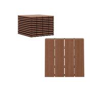 Lot de 11 dalles de jardin piscine 30 x 30 x 2,2 cm - clipsables, antidérapantes - HDPE effet bois