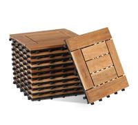 Lot de 11 dalles en bois d'acacia pour balcon et terrasse - 30 x 30 cm - Avec système de drainage - 7 lattes (1 m²) - Revêtement de sol d'extérieur résistant aux intempéries - Facile à poser