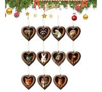 Lot de 11 décorations de Noël en acrylique 2D avec pendentif en forme de cœur - Décorations de Noël pour sapin - Pour maison, fête d'hiver, extérieur, table, intérieur, ferme, porte, fenêtre