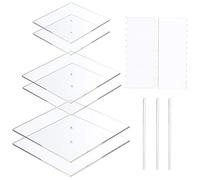 Lot de 11 disques à gâteau ronds et carrés en acrylique avec trou central - Peigne pilier - Grattoirs - Tige de cheville - Outils de décoration de gâteaux - Fournitures de cuisine