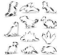 Lot de 11 emporte-pièces dinosaures en acier inoxydable multifonction pour fondant, décoration de gâteau, biscuits, gâteaux, passe au lave-vaisselle