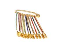 Lot de 11 épingles de ceinture réglables en alliage pour un ajustement sûr et des tenues élégantes avec pointe arrondie, Colored diamonds, Comme décrit