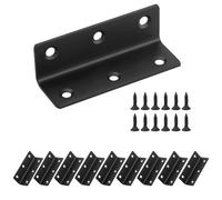 Lot de 11 équerres pour bois, supports d'angle en L en métal noir très résistants pour lit de jardin surélevé, fixation de réparation, joints de meubles, étagères, supports de connecteurs, 80 x 20 x