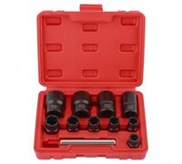 Lot de 11 extracteurs d'écrous à douille en acier chromé avec adaptateur carré de 3/8" pour visseuse à percussion, écrous arrondis rouillés endommagés