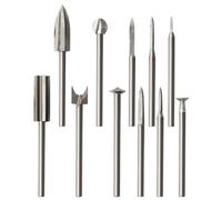 Lot de 11 forets à sculpter sur bois avec tige de 1/8" pour outil rotatif, ensemble de forets de gravure pour bricolage du bois, comprend un foret émeri et une boîte de rangement