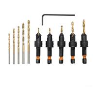 Lot de 11 forets coniques à bois avec éjection rapide des copeaux - Coupe double bord pour trous de perçage propres - Contrôle de la profondeur réglable - Tige hexagonale 1/4 pour perceuses