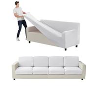Lot de 11 housses de canapé extensibles en velours de qualité supérieure avec dossiers séparés et coussins de sièges, parfaites pour la protection des meubles de salon (blanc XL)