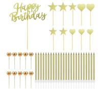 Lot De 11 Inserts À Gâteau Avec 24 Bougies Et 10 Boules Dorées, Ensemble De Décoration De Gâteau, Inserts De Décoration De Gâteau, Décorations De Gâteau À Paillettes, Décoration De Gâteau.