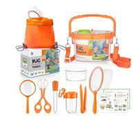 Lot de 11 jouets d'exploration pour enfants avec boîte d'observation, loupes à tasses, jouets pour enfants à partir de 3 ans, exploration de la nature en plein air (orange)
