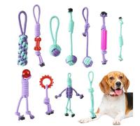 Lot de 11 Jouets en Corde pour Chien - en Coton - sans Danger pour Les Animaux de Compagnie - Jouet en Corde pour mastiquer agressivement - pour l'entraînement à la Dentition en intérieur