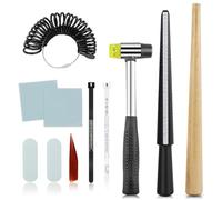 Lot de 11 Outil de Mesure de la Taille de Bague Doigts, Carte de Calibrage Bague Marteau en Caoutchouc Calibreur pour la Fabrication de Bijoux Diamètres