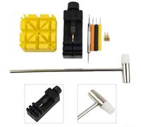 Lot de 11 outils de réparation de montre avec extracteur de goupille de chaîne de bracelet et ajusteur de bracelet en métal et plastique ABS pour retrait de maillons de bracelet (noir)
