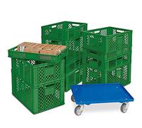 Lot de 11 paniers empilables en polyéthylène HD Vert 600 x 400 mm H 90 mm/150 mm/240 mm/320 mm