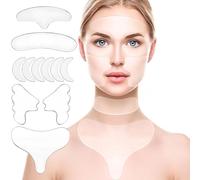 Lot de 11 patchs anti-âge réutilisables en silicone pour le front, les yeux, le cou et les lignes de sourire - Coussinets de levage et raffermissement de la peau de qualité médicale