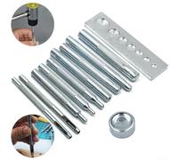 Lot de 11 perforatrices pour cuir avec rivets et boutons, dispose de plusieurs bases de matrice et de perforations creuses pour un perçage précis du cuir