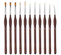 Lot de 11 pinceaux fins de qualité supérieure pour peinture acrylique par numéros, pinceaux miniatures, peintures acryliques, pinceaux d'artiste pour miniatures et modélisme