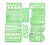 Lot de 11 pochoirs géométriques multi-usages, gabarits de dessin géométrique, règle de mesure pour matelassage, ingénierie