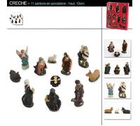Lot de 11 santons en porcelaine - FEERIC LIGHT & CHRISTMAS - Pour crèche de 9 cm - 11 cm de hauteur
