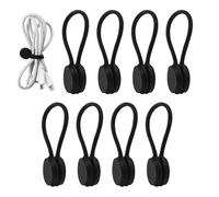 Lot de 11 serre-câbles magnétiques réglables en silicone pour organiser et regrouper les fils, câbles d'écouteurs, cordons et chargeurs Noir