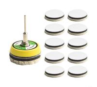 Lot de 11 tampons de polissage en laine de 5,1 cm avec capots et plaque de ponçage pour voiture, verre, meubles et traitement céramique
