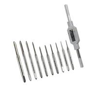 Lot de 11 tarauds miniatures et clés d'accompagnement - Bon design en acier pour réparation manuelle de filetage - Petit robinet droit