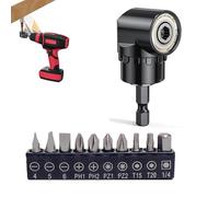Lot de 11 tournevis angulaires, tournevis coudé à 105° pour visseuse sans fil, fixation à vis d'angle, fixation à vis, adaptateur de prise, tournevis sans fil, 1/4"
