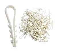 Lot de 110 chevilles blanches à boucles - Passant enfichable - Colliers de serrage - Colliers de serrage - Fixation de câble