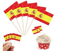 Lot de 110 cure-dents drapeaux espagnols - Décoration espagnole - Petit mini cure-dents pour l'Euro 2024 - Euro - Concours olympique - Cupcake - Décoration de cocktail - Décoration de fête